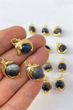 قلادة مستديرة من الحجر الطبيعي والذهب