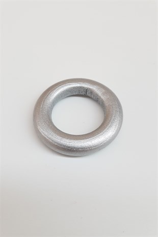 Yuvarlak Halka Gümüş Renk Ahşap Boncuk