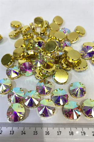 Yuvarlak Kasalı Beyoğlu Taşı Dikme Cam Kristal Boncuk 5 Adet