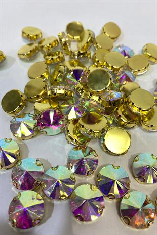 Yuvarlak Kasalı Beyoğlu Taşı Dikme Cam Kristal Boncuk 5 Adet