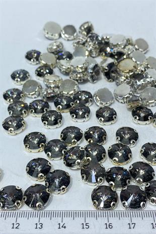 Yuvarlak Kasalı Dikme Cam Taş Kristal Boncuk 10 Adet