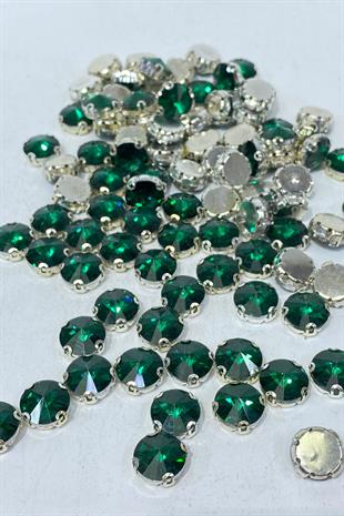 Yuvarlak Kasalı Dikme Cam Taş Kristal Boncuk 10 Adet