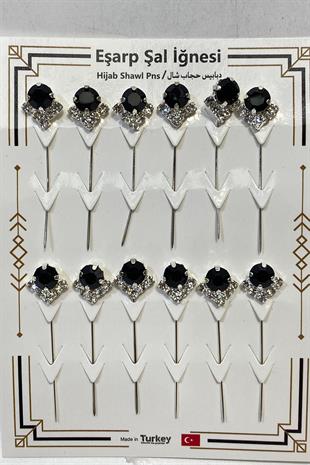 جولة لامعة حجر وشاح دبوس 12 قطع