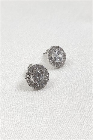 Yuvarlak Sık Taşlı Zirkon Küpe