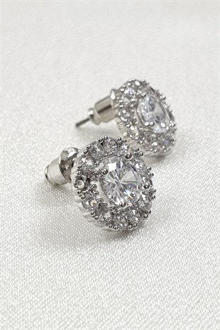 Yuvarlak Sık Taşlı Zirkon Küpe