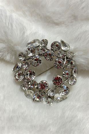  بروش طوق فستان حجري مستدير