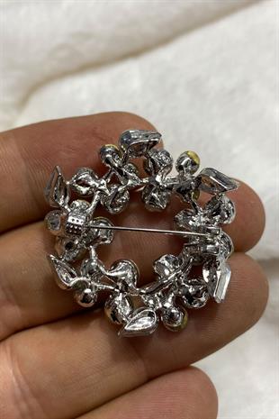  بروش طوق فستان حجري مستدير