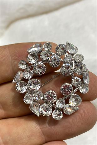  بروش طوق فستان حجري مستدير