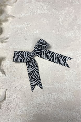 Zebra Desenli Fiyonklu Saç Tokası