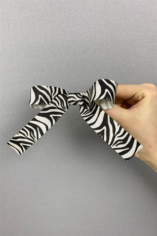 Zebra Desenli Fiyonklu Saç Tokası