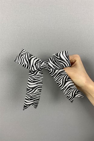 Zebra Desenli Fiyonklu Saç Tokası