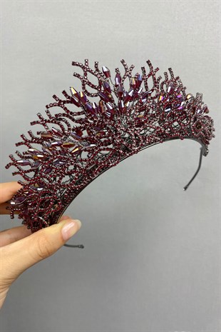 Zehra Model Claret Red Bridal Crown