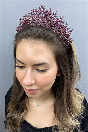 Zehra Model Claret Red Bridal Crown
