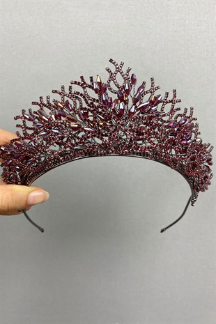 Zehra Model Claret Red Bridal Crown