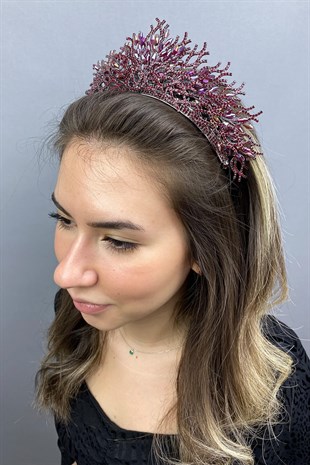 Zehra Model Claret Red Bridal Crown