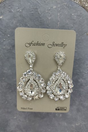 Zehra Model Gelin Tacı Ve Mekik Taşlı Küpe