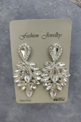 Zehra Model Gelin Tacı Ve Damla Taşlı Küpe