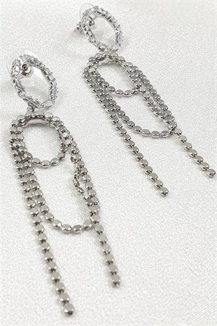 Zincir Detaylı Sallantılı Saçak Küpe