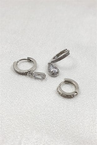 Zirkon Baget ve Damla Taşlı Küpe