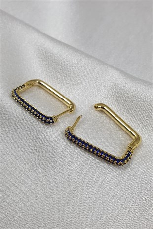 Dikdörtgen Zirkon Tek Sıra Renkli Küpe