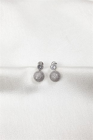 Zirkon Taşlı Top Küpe