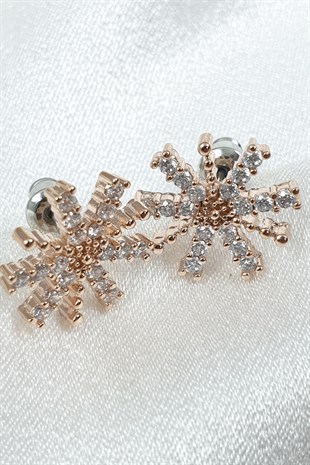 Zuan Model Gold Kar Tanesi Taşlı Küpe