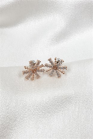 Zuan Model Gold Kar Tanesi Taşlı Küpe