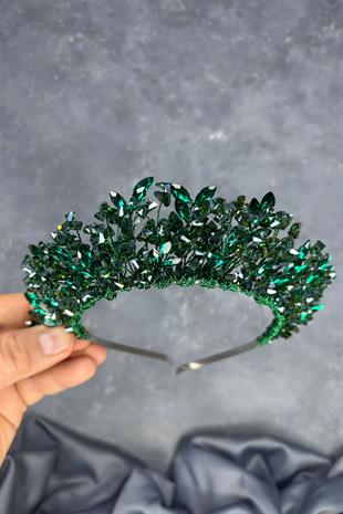 Emerald Green Nature Beaded Bridal Henna Crown Bridal Hair Accessory