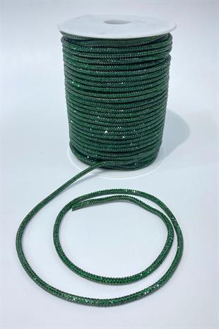 Zümrüt Yeşili Full Sık Taşlı Boru Şerit Kordon