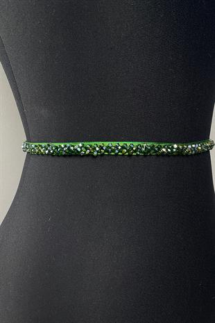 الزمرد الأخضر كريستال مطرز مساء اللباس حزام ملحق