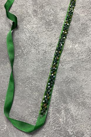 الزمرد الأخضر كريستال مطرز مساء اللباس حزام ملحق