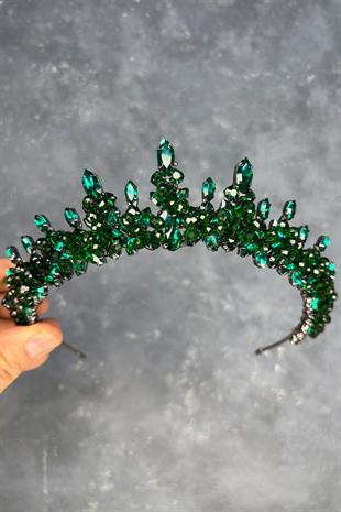 Emerald Green Lycian Beaded Bridal Henna Crown