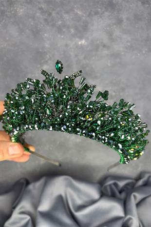 Emerald Green Livan Beaded Bridal Henna Crown Hair Accessory