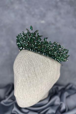 Emerald Green Livan Beaded Bridal Henna Crown Hair Accessory
