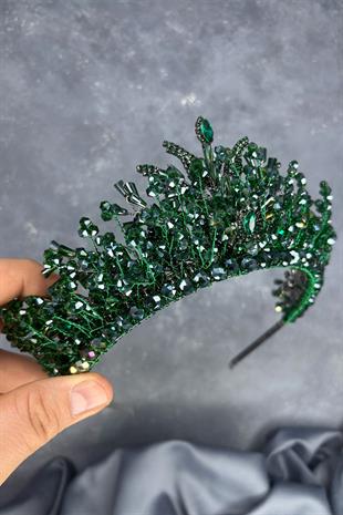 Emerald Green Livan Beaded Bridal Henna Crown Hair Accessory