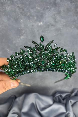 Emerald Green Livan Beaded Bridal Henna Crown Hair Accessory