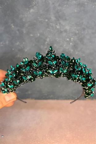 Emerald Green Umay Beaded Bridal Henna Crown