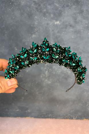 Emerald Green Umay Beaded Bridal Henna Crown