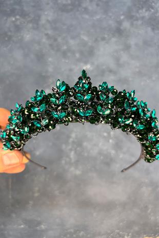 Emerald Green Umay Beaded Bridal Henna Crown