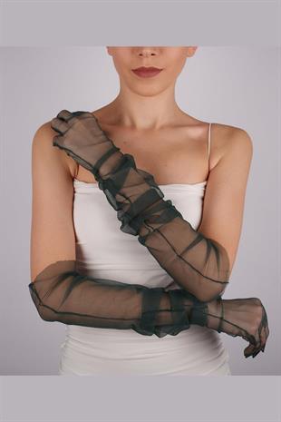 الجملة الزمرد الأخضر طويل قفازات الزفاف الأنيقة تول قفازات الزفاف / الزفاف / الطرف / قفازات زي