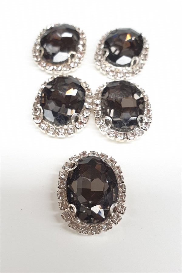 Anthracite GRAY Oval Cased Studded Stone