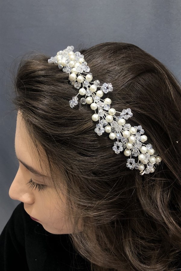 Lena White Pearl and Crystal Hair Accessory