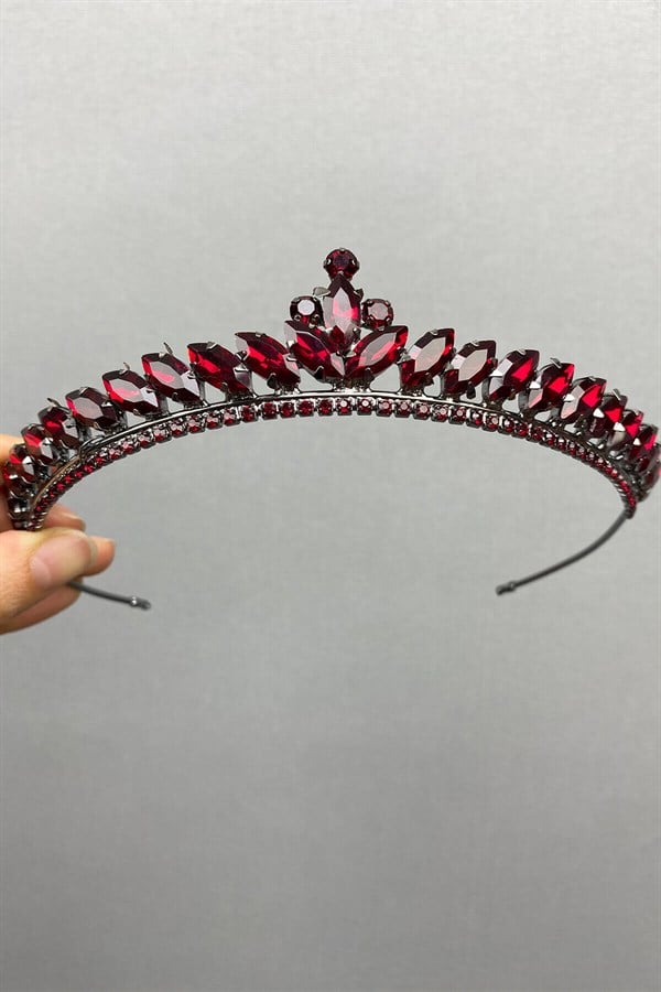 Claret Red Ece Model Slim Bridal Henna Crown