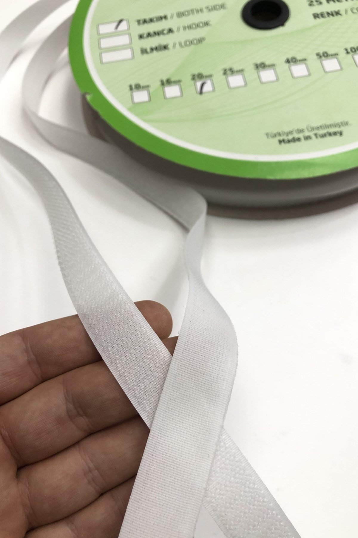  Beyaz Çift Taraflı Cırt 2 cm (1 mt )