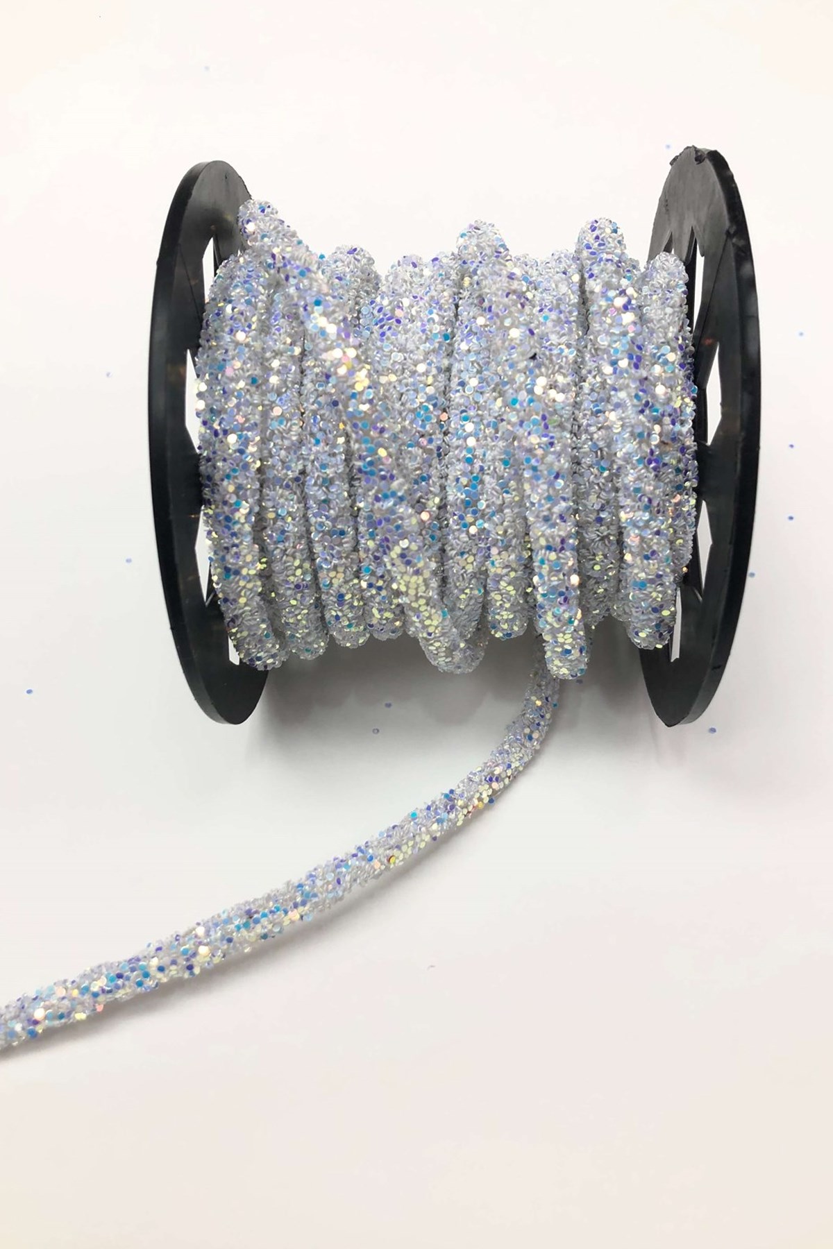 White Pearl Bead Embroidered Ribbon 1 cm