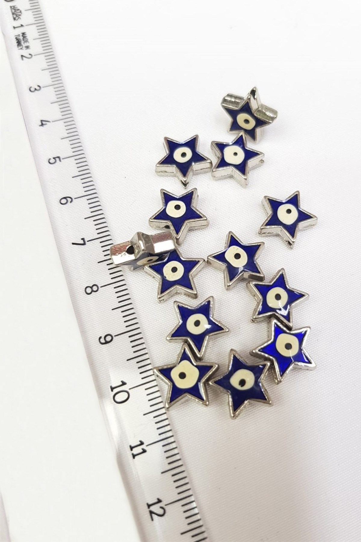 Silver Star Evil Eye Beaded Pendant