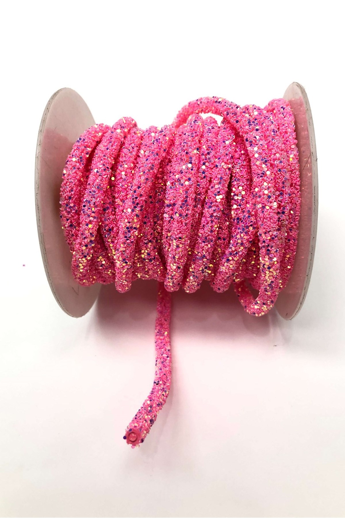 Pink Bead Embroidered Ribbon 1 cm