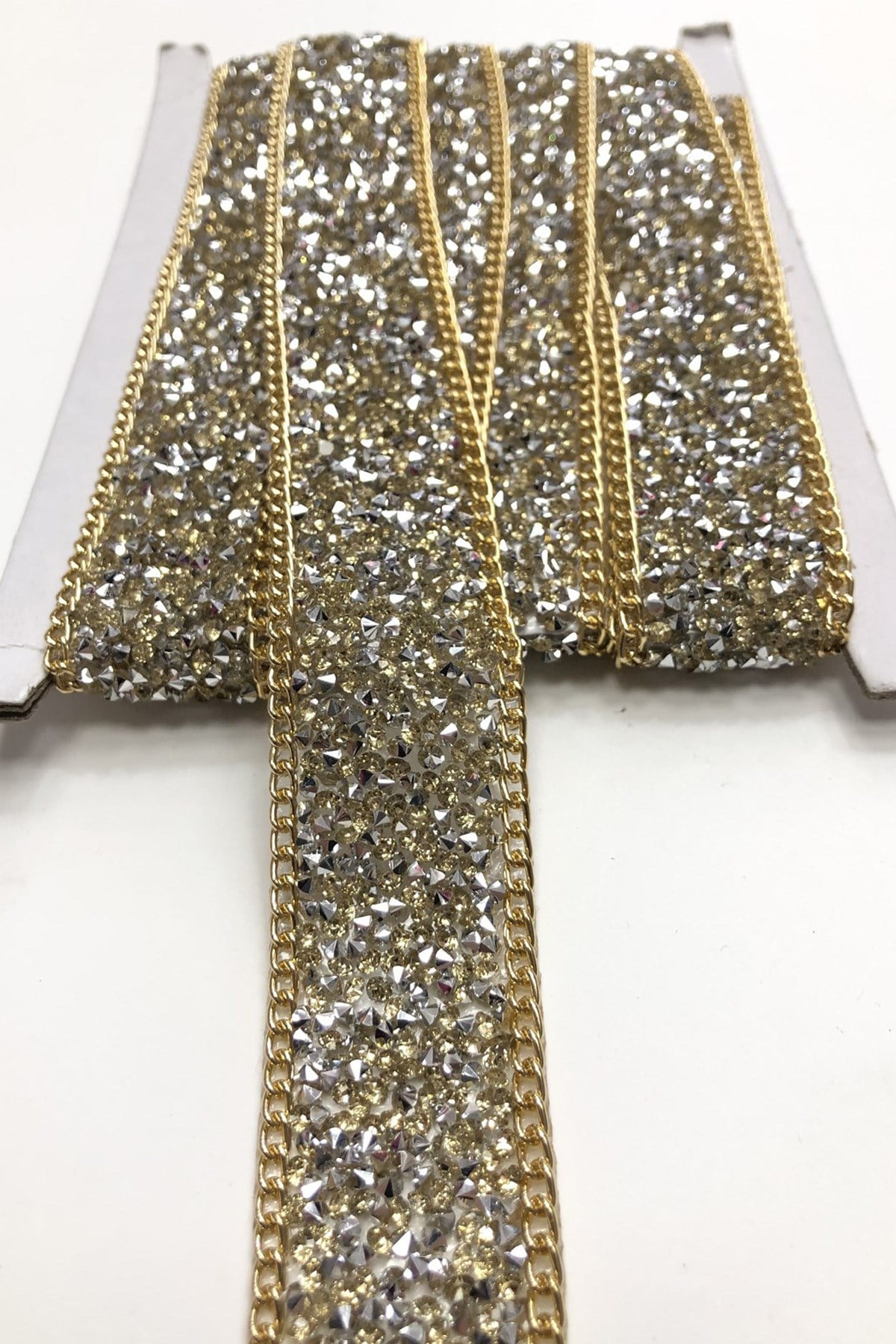 Yellow Silver Iron-on Strip Applique 3 cm