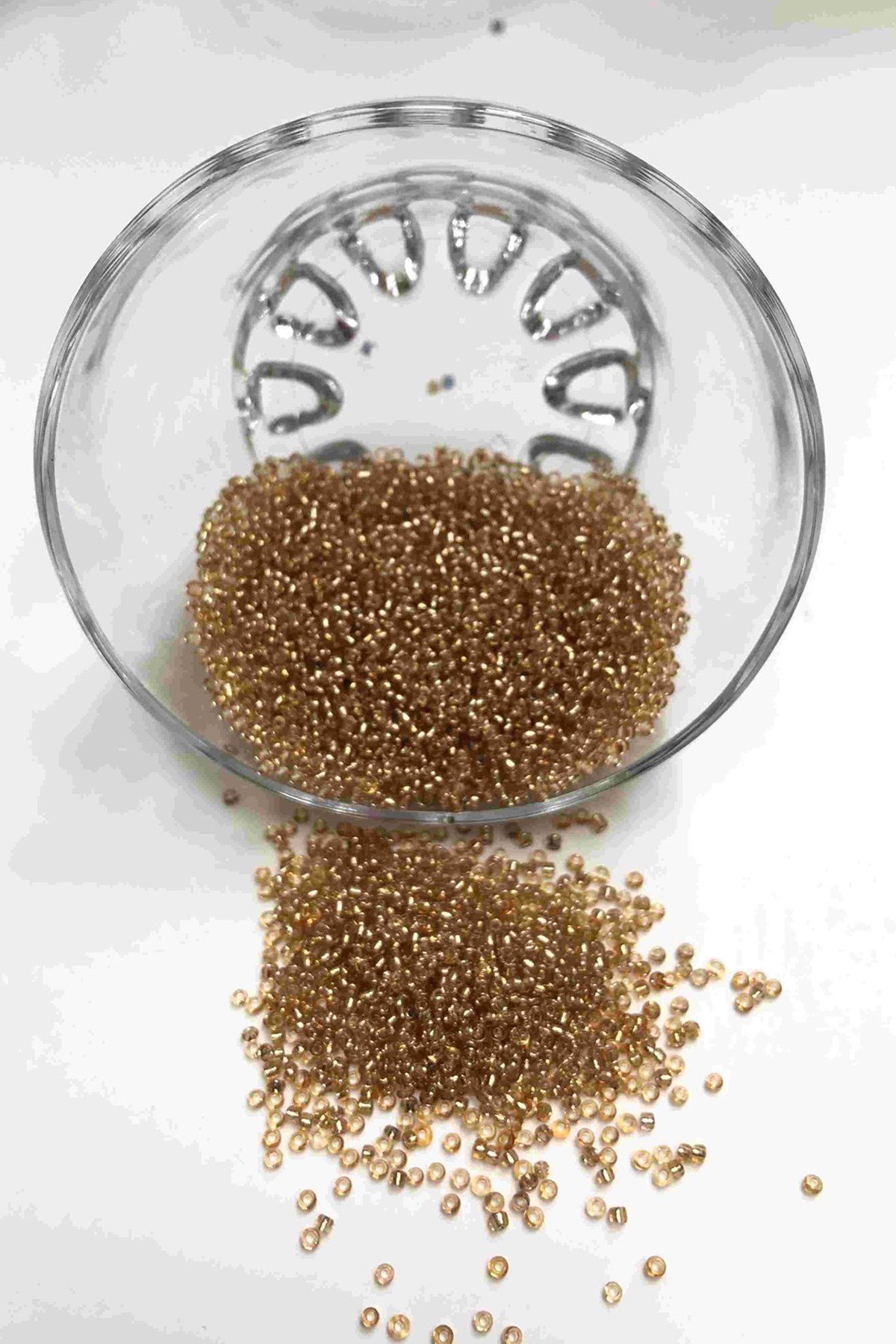 Açık Kahve Şeffaf Kum Boncuk 2 mm 50 gr