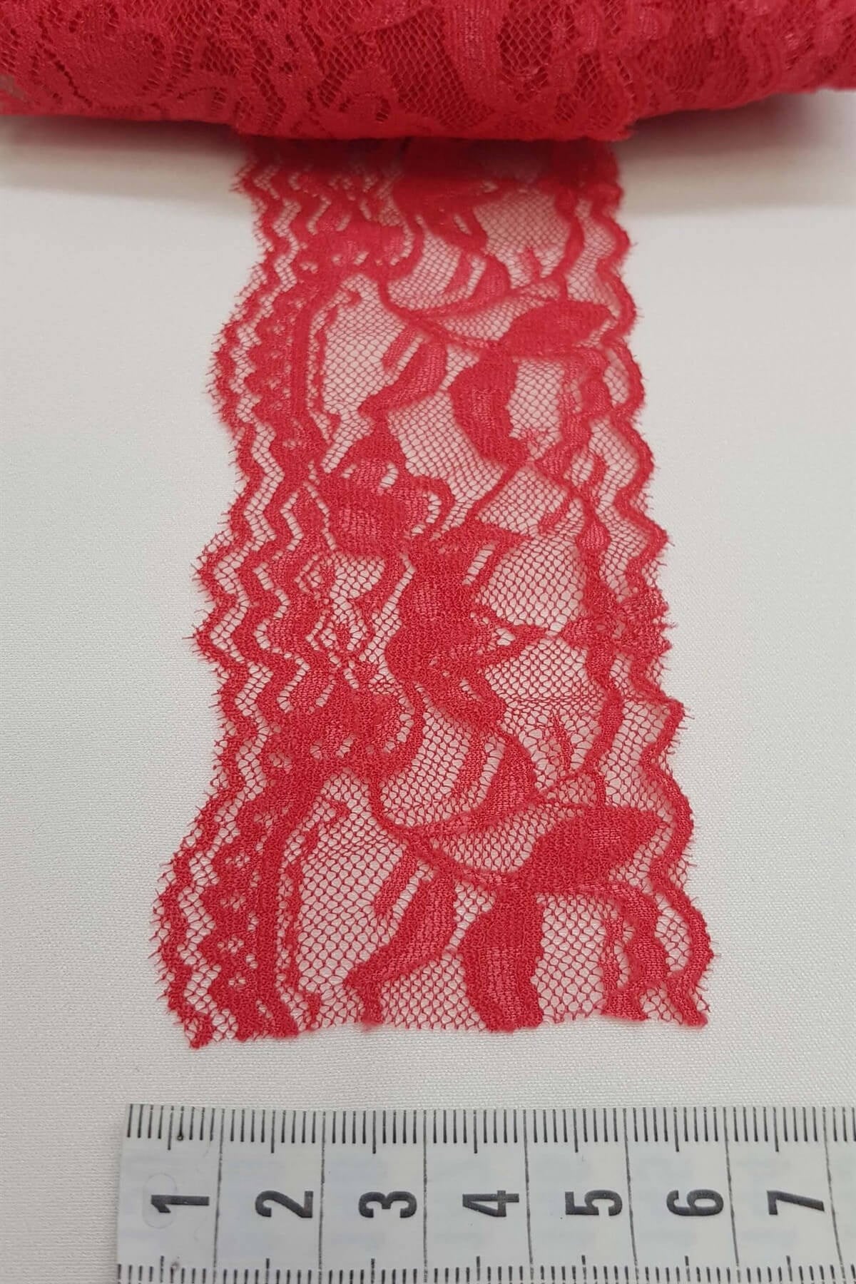 Light Red Lycra Stretch Lace